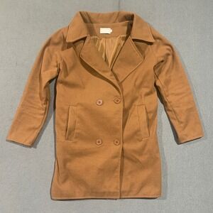 Witchery Womens Camel Brown‎ Wool Coat Pea Coat Jacket Small Warm Winter